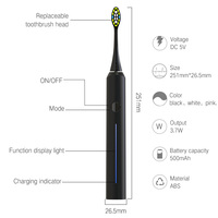 Brosse à dents électrique Besman D62 de haute qualité, étanche IPX7, rechargeable, double bouton, 5 modes de commutation, brosse à dents électrique sonique