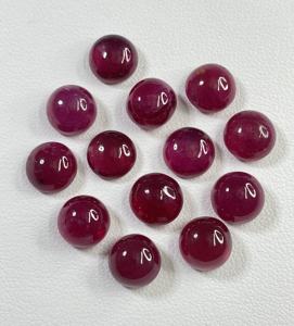 Cabujón de Rubí Africano Natural de Calidad Comercial, Tratado Térmicamente, Forma Redonda de 8 mm, Color Rojo Rosado, Gema Suelta para Joyería - Product Image 1
