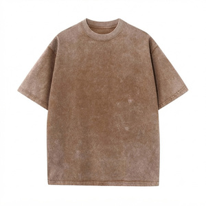 T-shirt décontracté pour homme à manches courtes et col rond, coupe oversize, couleur unie, en jersey de coton teint, design vierge - Product Image 1
