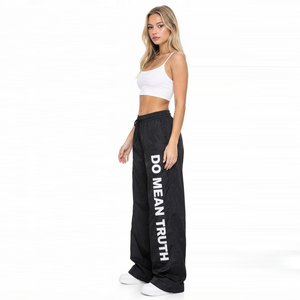 Women Wide Leg Windbrekaer Pants Custom Printed Lightweight Nylon <b>Trousers</b> Elastic Waist Street Style <b>Waterproof</b> Rain Pants - Product Image 4