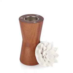 Modern Religious Wooden <b>Bakhoor</b> Burner Geometric Pillar Stand <b>Oud</b> & Frankincense Incense Censer with Metal Linking Rod - Product Image 2