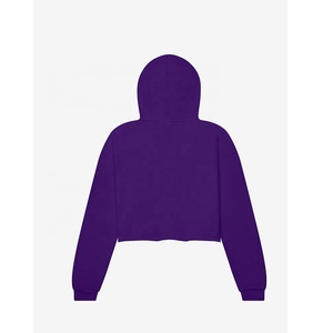 Bella Canvas Team Purple Custom Oversized Crop Top Sudadera con capucha Impresión personalizada Venta al por mayor Sudadera con capucha de manga larga para mujer - Product Image 5