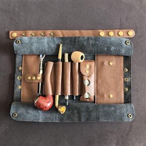 Étui de voyage vintage en cuir véritable pour pipes, avec logo personnalisé, organiseur de sac à pipes à tabac, pochette pour accessoires PRB-0004E - Product Image 6