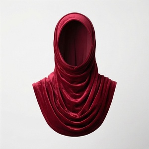 Bufanda con Capucha de Terciopelo para Mujer, Color Sólido, Poliéster, Cálida para Invierno, Estilo Étnico de Oriente Medio, para Uso Diario - Product Image 1
