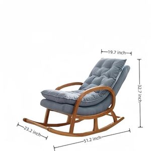 Silla mecedora de madera de Sheesham – Silla mecedora acolchada estilo Chesterfield hecha a mano con botones de terciopelo y asiento cómodo - Product Image 2