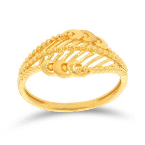 Luxury 18K Solid Gold <b>Open</b> Lattice <b>Ring</b> with Crescent Moon Motif Elegant Women's Fine Jewelry Anniversary Gift - Product Image 1