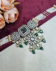 Elegant Kundan <b>Pearl</b> Strand Choker <b>Necklace</b> <b>Set</b> With Earrings And Mangtika Traditional Ethnic Festive Wear Jewellery Collections - Product Image 2