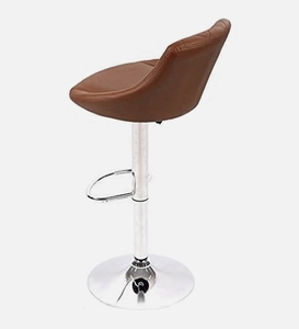 Brown Leatherette <b>bar</b> <b>Stool</b> Modern Swivel <b>bar</b> Chair Counter Height Kitchen Furniture Cushioned Seat Ergonomic Backrest Metal - Product Image 2