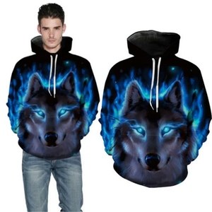 Sudadera con Capucha Holgada de Moda con Estampado Digital 3D de Personaje Animal Lobo, 100% Poliéster, de Secado Rápido para Otoño, Venta al por Mayor - Product Image 2