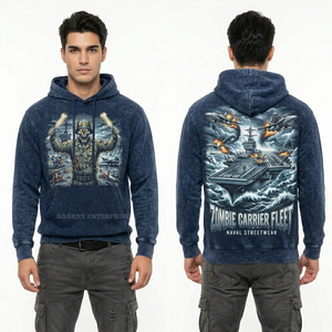 Sudadera con Capucha Color Blanco Crema con Estampado Gráfico de Geisha Japonesa Zombie, Estilo Urbano, Felpa Gruesa - Product Image 2