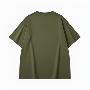 Camiseta de punto informal de manga corta con cuello redondo, color verde oliva, talla grande, para hombre, corte regular, 100 % algodón jersey - Product Image 2