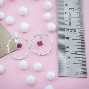 Twisted Wire Garnet Gemstone 925 Sterling Silver Elegant Look Minimal Statement <b>Stud</b> <b>Earring</b> Fine Jewelry Jewellery Wholesaler - Product Image 1