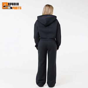 Custom Women's Loose Streetwear Zipper Hoodie & <b>Pants</b> <b>2</b>-<b>Piece</b> <b>Set</b> 100% Cotton Fleece <b>Plus</b> <b>Size</b> Eco-Friendly Breathable - Product Image 2