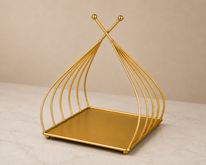 Gold Plated Geometric Fruit Theme Decorative Tray Modern Design Square Shape Dining Table Lightweight Single-piece Package - Product Image 1