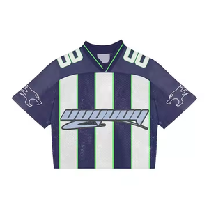 Camiseta de Fútbol Personalizada con Estampado, Verde, de Malla, Manga Corta, Ligera, Corte Cuadrado, Holgada, de Verano, para Hombre y Mujer - Product Image 4