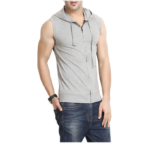 Chaleco con Capucha y Cierre de Cremallera para Hombre, Informal, de Invierno, sin Mangas, con Poliéster/Algodón, Cómodo - Product Image 2