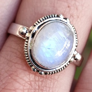 Blue Fire Rainbow Moonstone <b>Ring</b> 925 Sterling <b>Silver</b> Handmade <b>Statement</b> Promise <b>Ring</b> for Women Boho Oval June Birthstone Jewelry - Product Image 6
