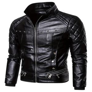Veste en cuir unisexe style streetwear, coupe ajustée, petit col en fausse fourrure amovible, fermeture éclair, vêtements d'extérieur décontractés, vestes en cuir - Product Image 2