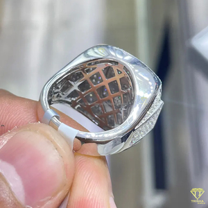 Hip Hop Moissanite Diamond Ring For Men Baguette Halo White Gold Luxury Party Jewelry Ring - Product Image 4