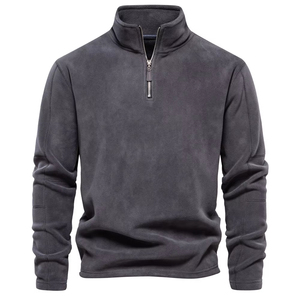 Sudadera Unisex de Forro Polar con Media Cremallera, Cuello Alto, Color Liso, Ajuste Oversize, Transpirable, Estampado Digital, Estilo Casual, para Otoño - Product Image 1