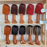 Combo de 5 perruques courtes lisses comme des baguettes, 8 pouces, en cheveux vierges vietnamiens pour femmes, perruque sans colle avec fermeture en dentelle 2x6, cheveux colorés