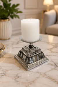 Porte-bougie colonne moderne de luxe en nacre, élégant support de bougie argenté haut de gamme pour la décoration intérieure, Halloween, Noël, salon - Product Image 2