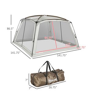 Tenda con Zanzariera 3,6x3,6m UV50+ 2 Porte Facile da Montare con Borsa per il Trasporto Bianca per Attività di Campeggio all'Aperto con Struttura a Due Camere - Product Image 3
