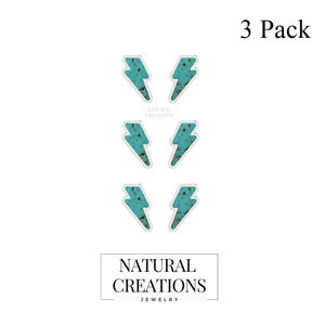 Boucles d'oreilles clous en argent sterling 925 de qualité supérieure, turquoise, forme tonnerre, serti clos, 7 mm, mignonnes, tendance, pour fiançailles, mariage, fête, cadeau - Product Image 2