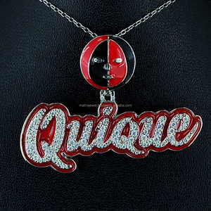 Hiphop Moissanite inicial último colgante esmalte 925 plata esterlina VVS corte redondo helado encanto Bling Moissanite colgante - Product Image 1