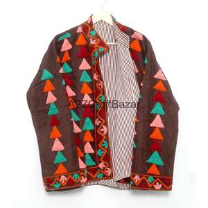 Chaqueta Acolchada de Algodón Indio con Bordado para Mujer, Otoño/Invierno, Ecológica, Transpirable, Manga Larga, Cuello Mandarín - Product Image 6