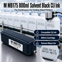 Encre noire à solvant de haute qualité 800 ml M MB175 compatible avec les imprimantes à jet d'encre à codage continu CIJ