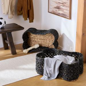 Cesta negra de jacinto de agua tejida con forma de hueso, hecha a mano, para almacenamiento, venta al por mayor, ecológica, fabricada en Vietnam - Product Image 2