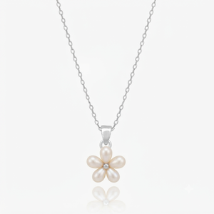 Collar con Colgante de Flor de Perla Vintage en Plata de Ley 925 Chapada en Oro con Cadena de Eslabones, Piedra de Nacimiento de Agosto, para Mujer, Regalo para Fiesta - Product Image 1