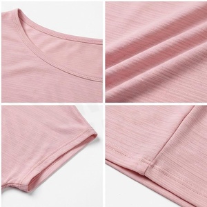 Off-The-Shoulder Crop <b>Top</b> Women's Short Sleeve Solid Pink Asymmetric Yoga <b>Top</b> Breathable Spandex Cotton Sportswear - Product Image 4