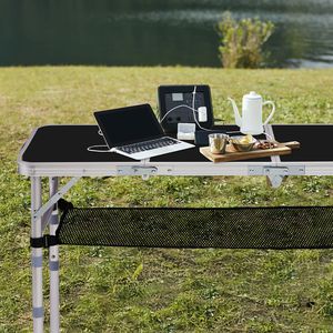 Tavolo da Campeggio Pieghevole da Esterno 3ft, Tavolo da Picnic Portatile con 3 Altezze Regolabili, Piccolo, in Alluminio, Leggero e Richiudibile per Patio e Parco - Product Image 5