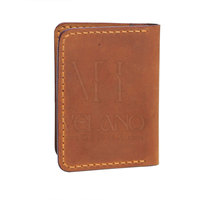 Dompet Kulit Asli untuk Pria Dompet Kulit Vintage Crazy Horse Pria Tempat Kartu Tipis Logo Kustom Dompet Kulit Asli