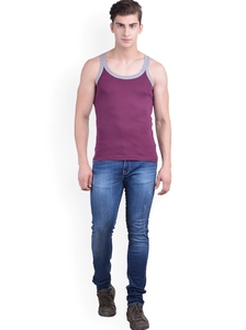 Men's Black Tank Top With Green Trim Casual Sleeveless Knitted O-Neck Solid Color Top - Product Image 2