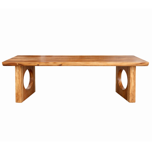 Mesa de Comedor de Lujo de Madera Maciza de Suar, Estilo Moderno de Mediados de Siglo, Base Ovalada con Recortes, para Uso Comercial en Hogares y Restaurantes - Product Image 3
