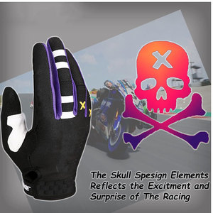 Guantes de Ciclismo de Medio Dedo, Negros, Morados y Blancos, con Rayas, de Nailon Antideslizante, Unisex, con Cierre de Velcro, para Motocicleta - Product Image 5