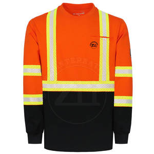 เสื้อผ้าทำงานแบบกำหนดเอง ออกแบบเองได้ แขนยาว เสื้อกันหนาวสะท้อนแสงแบบ Hi-Vis เพื่อความปลอดภัย - Product Image 1
