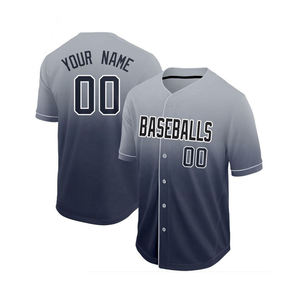 Camiseta de Béisbol Personalizada con Estampado Tejido ODM, Manga Corta para Hombre, Gris Marino Degradado, Cuello en V, Informal, Transpirable, para Verano - Product Image 5