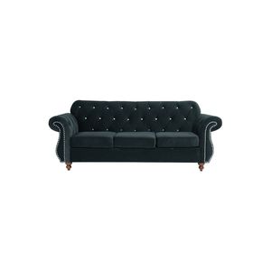 Divano di Lusso in Velluto Nero con Cuscini, Arredamento Formale per Soggiorno - Product Image 4