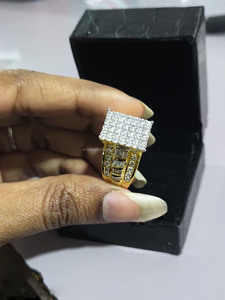 Cut Diamond Engagement Ring Pave <b>Set</b> <b>Square</b> Shape 925 Sterling Silver Iced Cluster Ring Hip Hop Wedding & Anniversary Jewelry - Product Image 4
