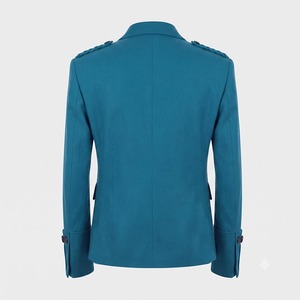Veste de costume en laine turquoise pour homme avec détail d'épaule tressé, coupe classique, couleur unie, style européen, tenue formelle - Product Image 6