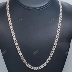 Collier Hip-Hop pour Homme en Argent Sterling Plaqué Or, Chaîne Cubaine Moissanite Entièrement Sertie de 6MM et 20 Pouces - Product Image 5