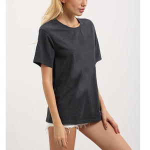 T-shirt court pour femme tendance, en coton délavé personnalisé, col rond, manches courtes, respirant, prix abordable, OEM - Product Image 1