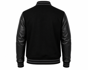 Dumela Custom Black <b>Varsity</b> <b>Bomber</b> <b>Jacket</b> <b>Men</b> Embroidered Regular Fit Winter Outerwear Windproof OEM Service - Product Image 2