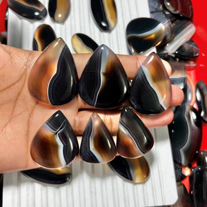 Nueva llegada de piedra de cristal natural de alta calidad para sanación, ágata y ágata negra rayada para la fabricación de joyas. - Product Image 3