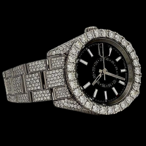 Outstanding Chronograph Fully Iced Out Moissanite Diamond <b>Black</b> Color Dial Customized <b>Man's</b> Hip Hop Fashion Wrist <b>Watch</b> - Product Image 2