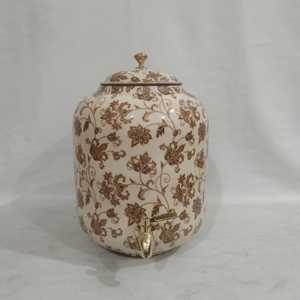 Matka de cobre con diseño floral y detalles dorados de Indian Export International - Product Image 1